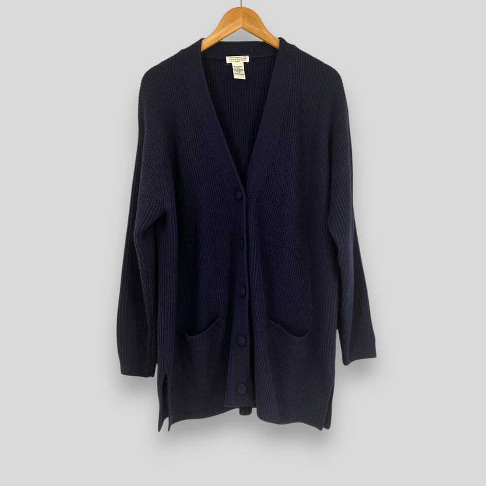 Vintage Yarnworks Navy Blue Longline Cardigan Sweater Size 1X